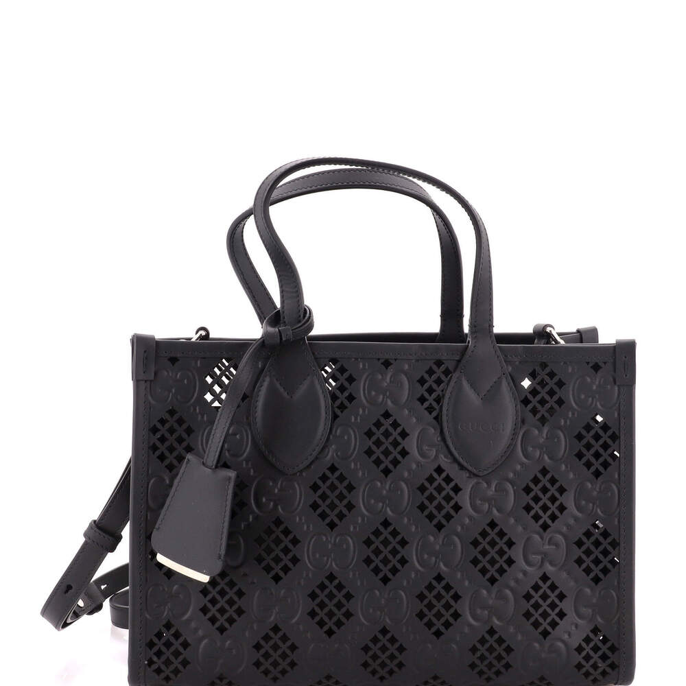 Gucci Small Convertible Tote GG Debossed Laser Cut Leather